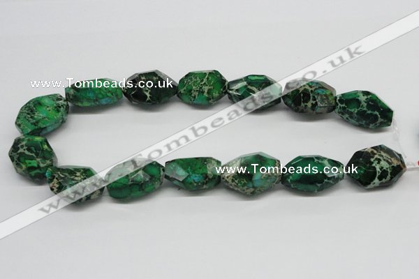 CDT79 15.5 inches 18*28mm faceted nuggets dyed aqua terra jasper beads