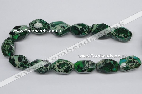 CDT80 15.5 inches 20*30mm faceted nuggets dyed aqua terra jasper beads