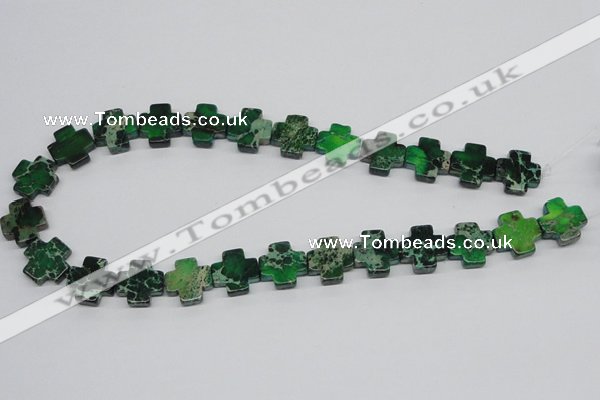 CDT81 15.5 inches 16*16mm cross dyed aqua terra jasper beads