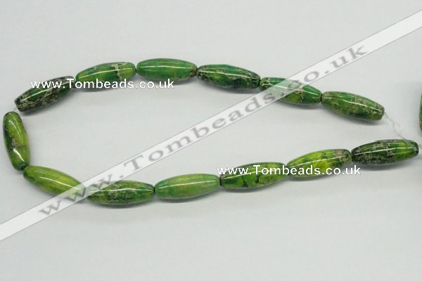 CDT89 15.5 inches 12*30mm rice dyed aqua terra jasper beads