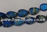 CDT915 15.5 inches 9*13mm flat teardrop dyed aqua terra jasper beads