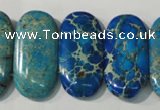 CDT917 15.5 inches 15*30mm oval double drilled dyed aqua terra jasper beads