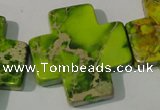 CDT953 15.5 inches 35*35mm cross dyed aqua terra jasper beads