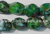 CDT964 15.5 inches 14*17mm faceted nuggets dyed aqua terra jasper beads