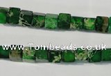 CDT969 15.5 inches 6*6mm cube dyed aqua terra jasper beads