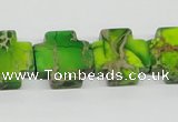 CDT97 15.5 inches 18*18mm cross dyed aqua terra jasper beads