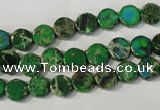 CDT970 15.5 inches 7mm flat round dyed aqua terra jasper beads