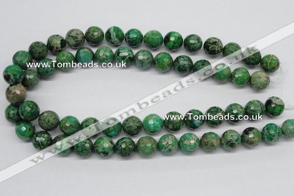 CDT98 15.5 inches 14mm faceted round dyed aqua terra jasper beads