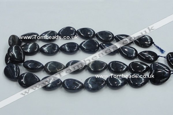 CDU03 15.5 inches 18*25mm flat teardrop natural blue dumortierite beads