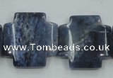 CDU05 15.5 inches 25*25mm cross natural blue dumortierite beads