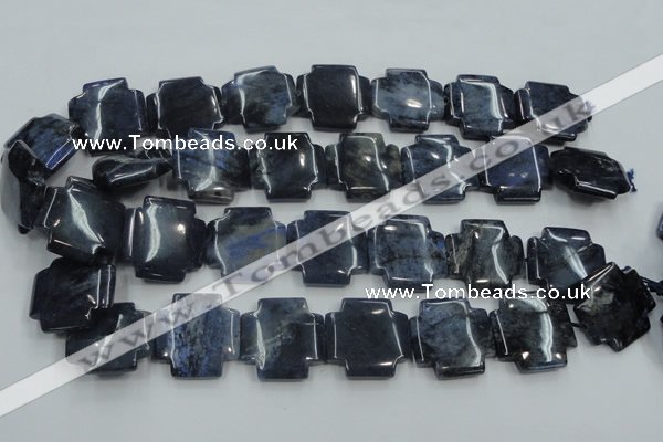 CDU05 15.5 inches 25*25mm cross natural blue dumortierite beads