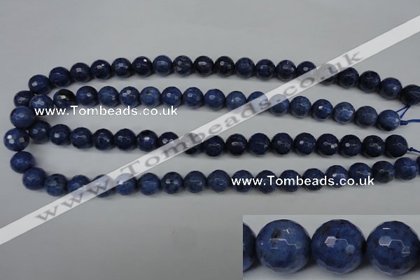 CDU113 15.5 inches 10mm faceted round blue dumortierite beads