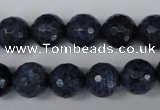 CDU114 15.5 inches 12mm faceted round blue dumortierite beads