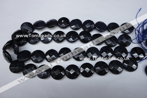 CDU126 15.5 inches 20mm faceted coin blue dumortierite beads