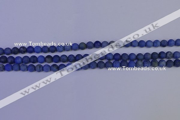 CDU301 15.5 inches 6mm round matte blue dumortierite beads