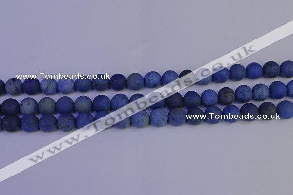 CDU303 15.5 inches 10mm round matte blue dumortierite beads