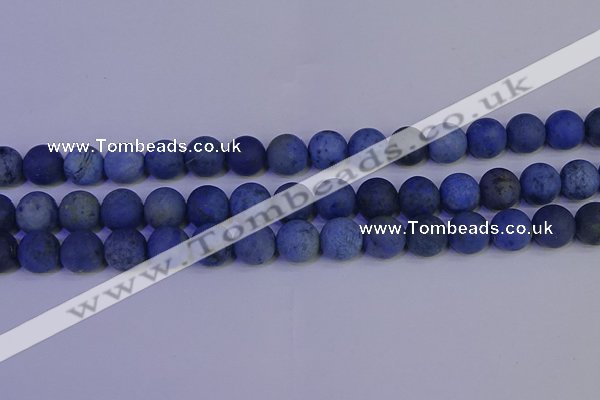 CDU304 15.5 inches 12mm round matte blue dumortierite beads