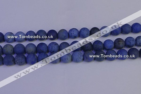 CDU305 15.5 inches 14mm round matte blue dumortierite beads