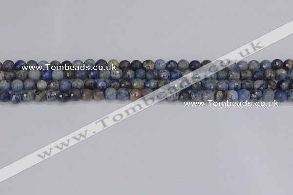 CDU308 15.5 inches 4mm faceted round blue dumortierite beads