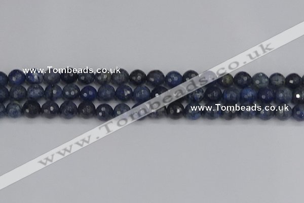 CDU317 15.5 inches 8mm faceted round blue dumortierite beads