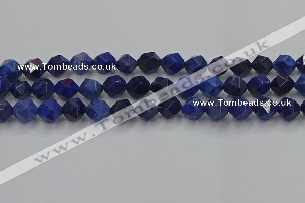 CDU339 15.5 inches 12mm faceted nuggets blue dumortierite beads