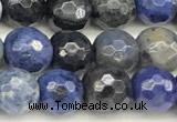 CDU385 15 inches 6mm faceted round dumortierite beads