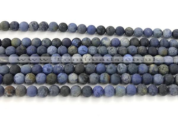 CDU391 15 inches 6mm round matte dumortierite beads