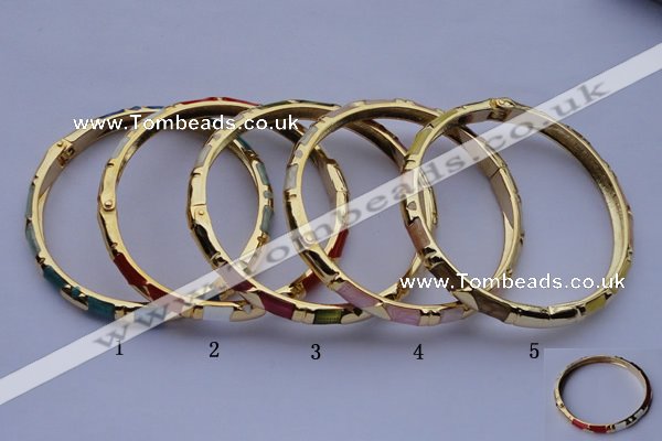 CEB01 5pcs 5.5mm width gold plated alloy with enamel bangles wholesale