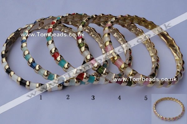 CEB02 5pcs 7mm width gold plated alloy with enamel bangles wholesale