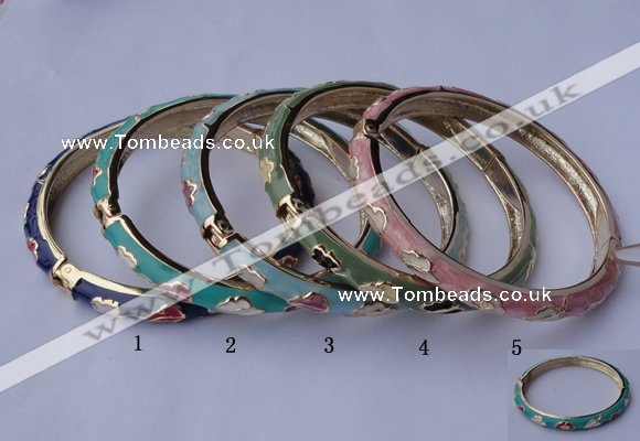 CEB03 5pcs 7mm width gold plated alloy with enamel bangles wholesale