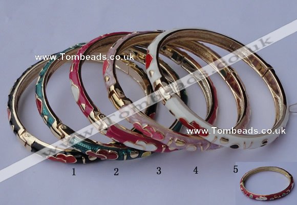 CEB04 5pcs 6mm width gold plated alloy with enamel bangles wholesale