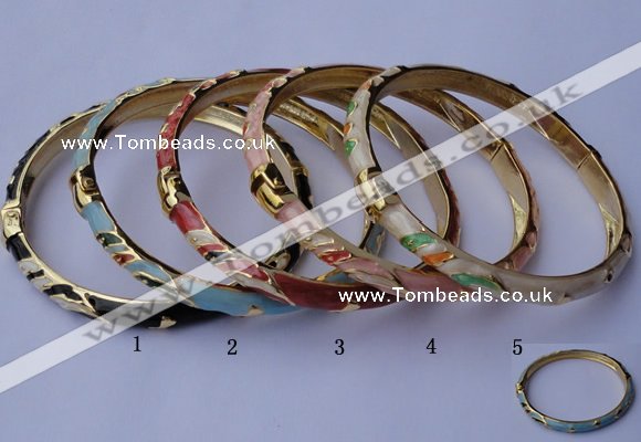 CEB05 5pcs 6mm width gold plated alloy with enamel bangles wholesale