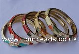 CEB08 5pcs 10mm width gold plated alloy with rhinestone & enamel bangles