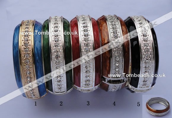 CEB17 5pcs 24.5mm width silver plated alloy with rhinestone & enamel bangle