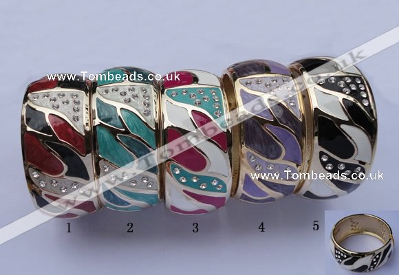 CEB20 5pcs 31mm width gold plated alloy with rhinestone & enamel bangles