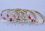 CEB28 5pcs 7mm width gold plated alloy with enamel bangles