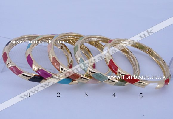 CEB28 5pcs 7mm width gold plated alloy with enamel bangles