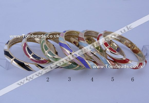 CEB33 6pcs 10mm width gold plated alloy with enamel bangles
