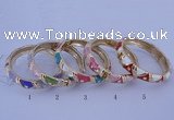 CEB34 5pcs 12mm width gold plated alloy with enamel rhinestone & bangles