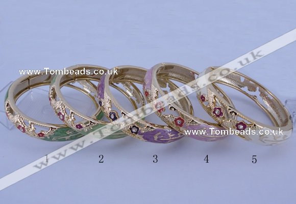 CEB38 5pcs 14mm width gold plated alloy with enamel rhinestone & bangles