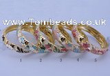 CEB39 5pcs 14mm width gold plated alloy with enamel bangles