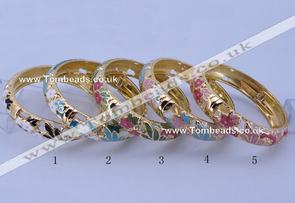 CEB39 5pcs 14mm width gold plated alloy with enamel bangles
