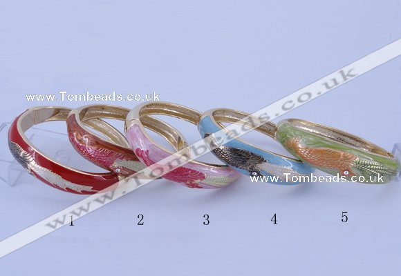 CEB42 5pcs 17mm width gold plated alloy with enamel rhinestone & bangles