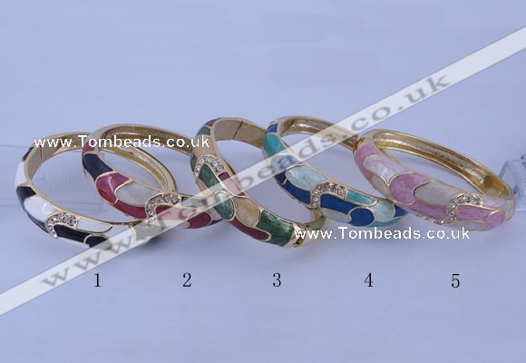 CEB43 5pcs 17mm width gold plated alloy with enamel rhinestone & bangles