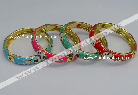 CEB62 9mm width gold plated alloy with enamel bangles wholesale