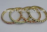 CEB85 7mm width gold plated alloy with enamel bangles wholesale