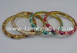 CEB86 7mm width gold plated alloy with enamel bangles wholesale