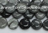 CEE12 15.5 inches 14mm flat round eagle eye jasper beads wholesale