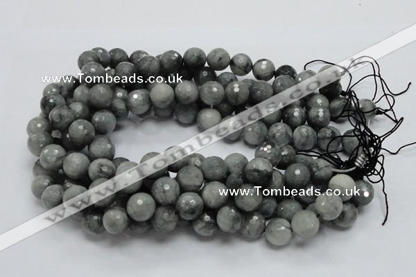 CEE23 15.5 inches 14mm faceted round eagle eye jasper beads wholesale