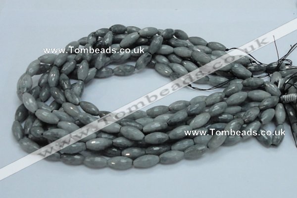 CEE27 15.5 inches 8*16mm faceted rice eagle eye jasper beads